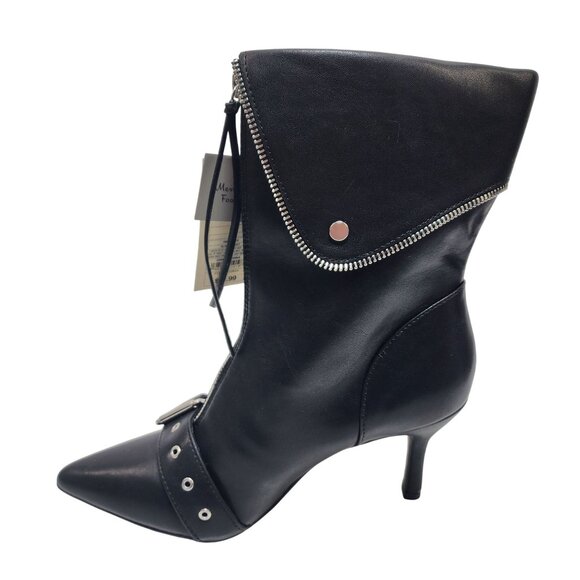 A New Day Black Pointed Toe Zippered Ankle Boots Buckle Detail Size 9.5  Womens - Picture 8 of 10